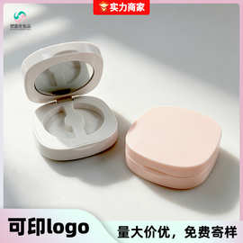 厂家直供便携假睫毛盒化妆品包材两格假睫毛空盒带镜子可加logo