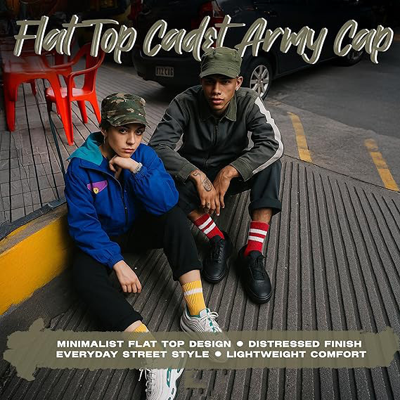 Amazon Cross-Border Custom-Made Vintage Flat-Top Military Cap, Washed Distressed Casual Baseball Cap, Retro Workwear Style Newsboy Cap