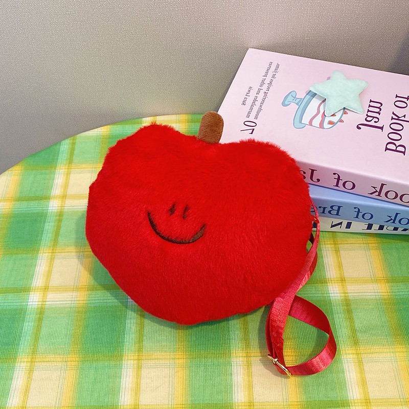 Colección de frutas encantadoras bolsa de hombro de gran capacidad de peluche de manzana y Limón mochila de hombro de peluche bolsa de hombro de peluche