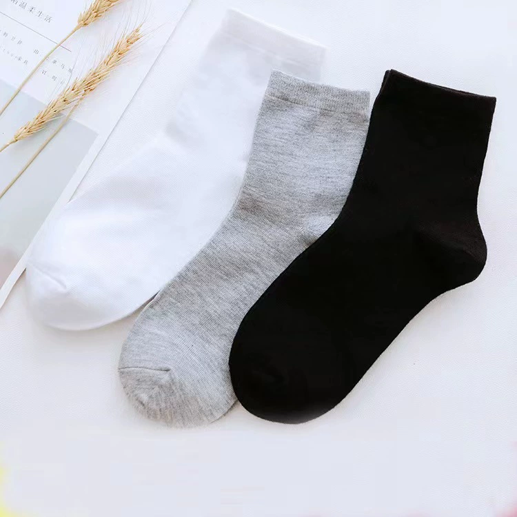 Весенне-летние носки, мужские носки до середины икры, классические черные, белые, серые деловые носки, однотонные повседневные хлопковые носки, носки в стойле оптом