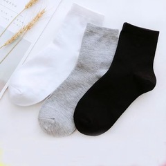 春夏季襪子男士中筒襪經典黑白灰商務襪純色休閒棉襪地攤襪 批發