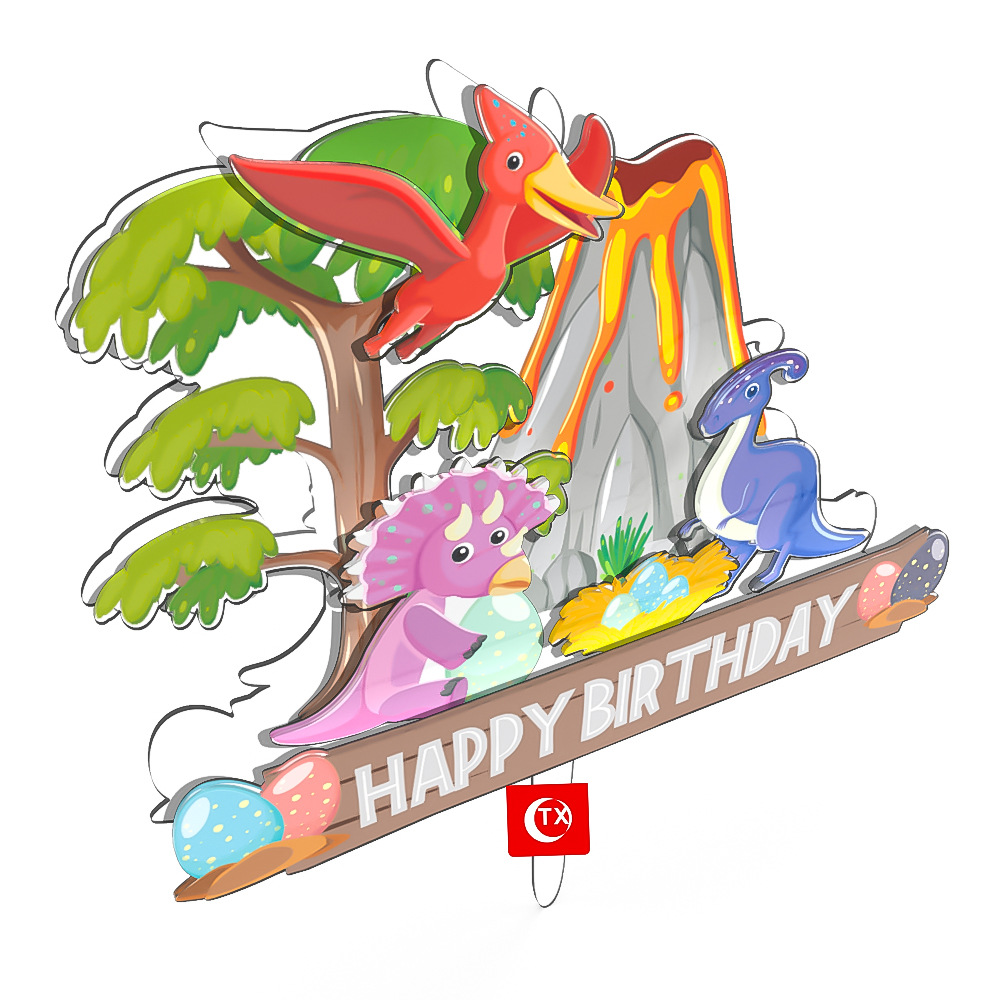 TX跨境小恐龙丛林主题生日派对用品 3D立体手工diy蛋糕装饰批发