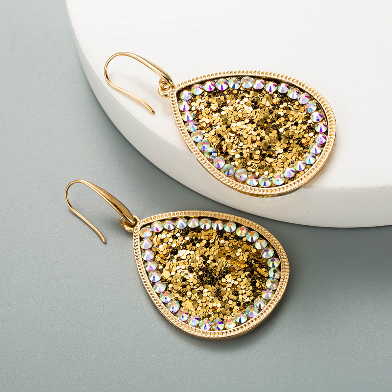 bohemian glitter leather alloy long earrings