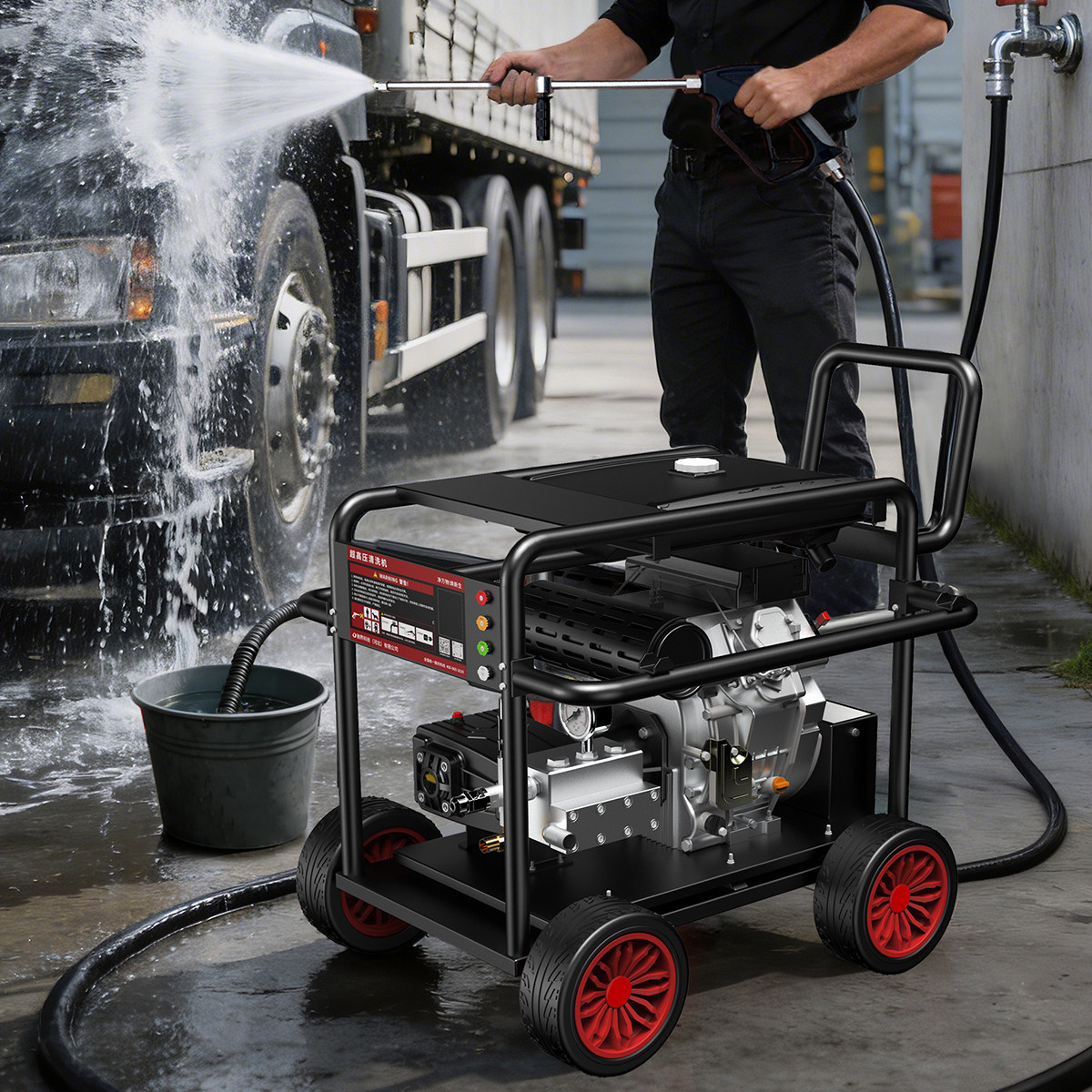 Black Cat Diesel Gasoline High-Pressure Car Washer High-Power Cleaning Machine Commercial Industrial Grade Water Gun Directly from Manufacturer