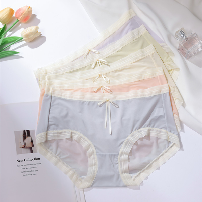 Ice Silk Traceless Naked Middle Waist Solid Color Underwear Women's High Elastic Comfortable Breathable Thin Cotton Crotch Girl's Briefs Ice Silk Traceless Naked Middle Waist Solid Color Underwear Women's High Elastic Comfortable Breathable Thin Cotton Crotch Girl's Briefs