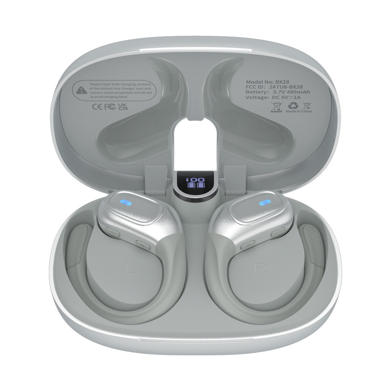 Nueva tecnología acústica reducción de ruido oreja de doble cabeza colgando auriculares inalámbricos de larga resistencia deportes auriculares Bluetooth fitness a prueba de sudor