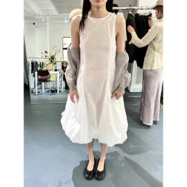 现 2025春夏季新款韩国设计师amo*ento甜美微透蓬蓬连衣裙