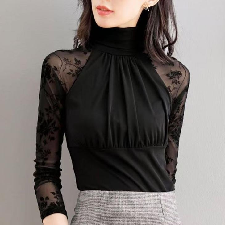 Autumn New Style T-shirt, Slimming, Elegant, Versatile, Fitted, High Neck, Stylish Top for Women