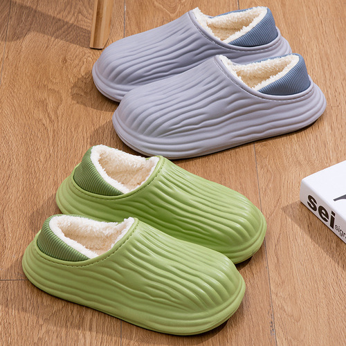 Cotton slippers, women's waterproof bag and new autumn and winter indoor home cotton slippers, warm confinement shoes, couples cotton slippers, men