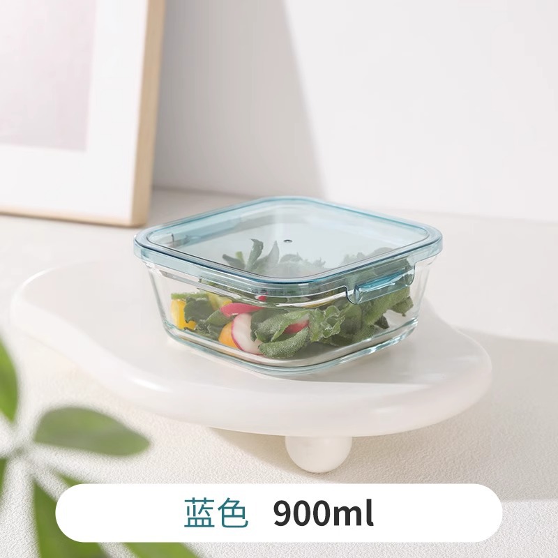 Taza de almuerzo de vidrio para microondas, taza de almuerzo para estudiantes con cubierta, sellado de refrigerador