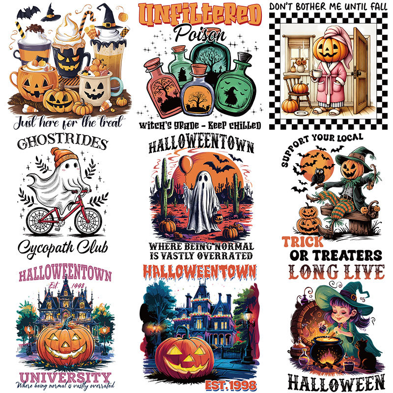 跨境批发万圣节蝙蝠烫画贴纸 DIY服装印花图案耐水洗烫印logo烫标