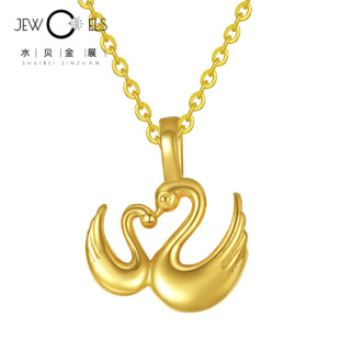 Gold 999 Gold Swan Pendant 3D Hard Gold Little Swan Pure Gold Necklace Women's Collarbone Chain Gift for Girlfriend