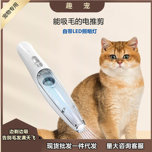 Pet electric hair suction Shaver with light hair trimmer cat dog shaving foot hair Palm hair ear hair cleaning tool