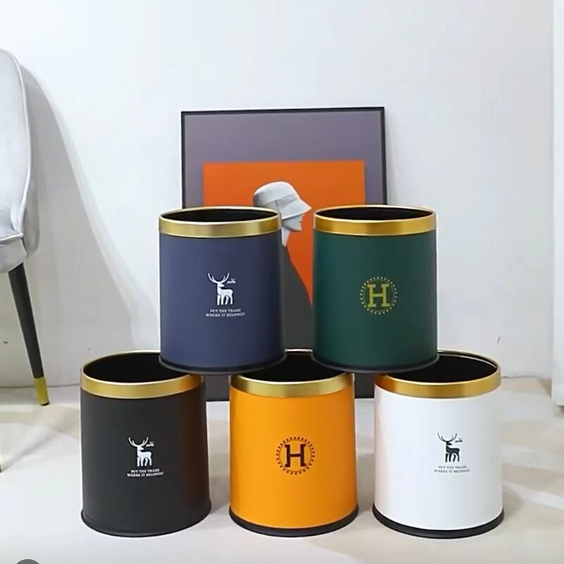 Double-layer Trash Bin Advanced Household Living Room Light Luxury Kitchen Bathroom Western Style Bedroom High-value Colorful Trash Bin