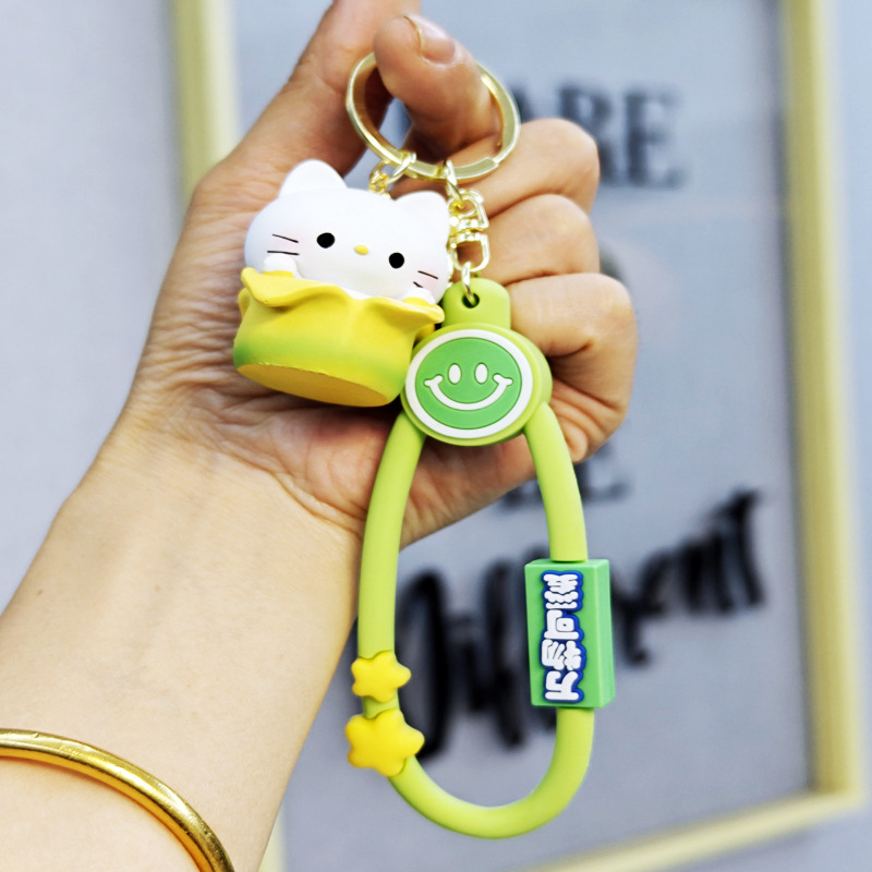 Caricatura creativa lindos llaveros parejas pequeños animales muñecas bolsas colgantes llaveros de automóviles colgantes de teléfonos móviles