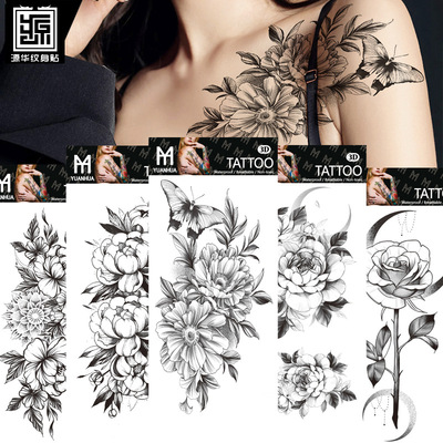 Plain flower tattoo sticker new pattern Waterproof tattoo stickers lifelike Sociology rose factory wholesale Diablo Tattoo stickers