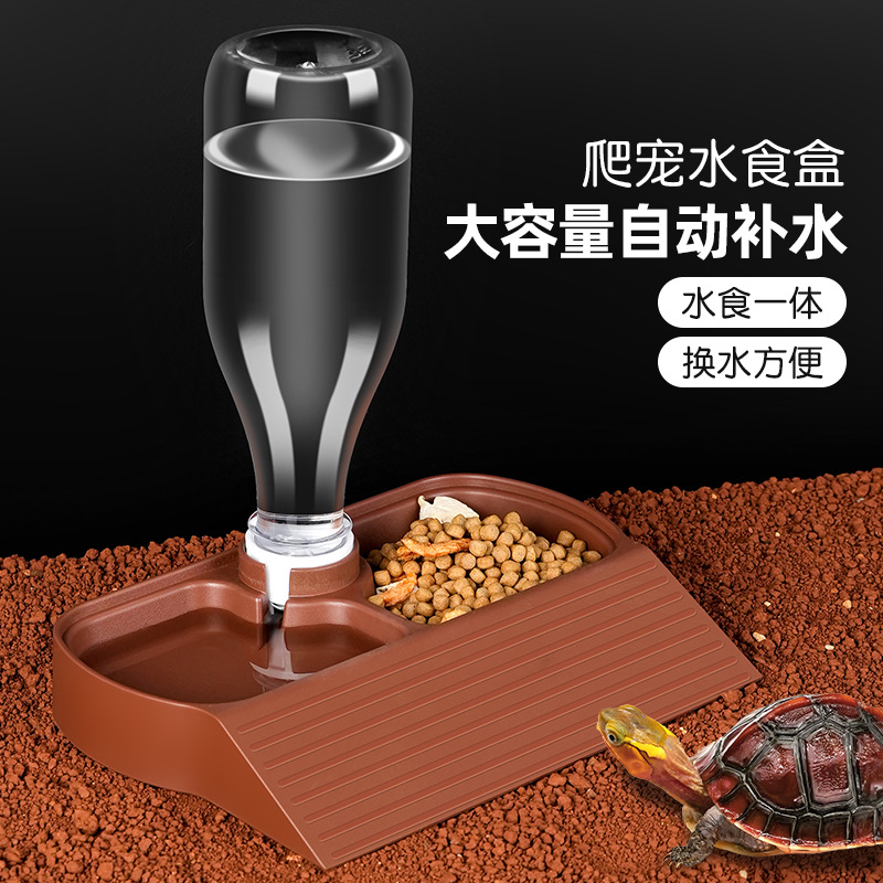 爬宠陆龟水食盆黄缘龟专用自动饮水器蓄水盘守宫蜥蜴角蛙食盒水盒