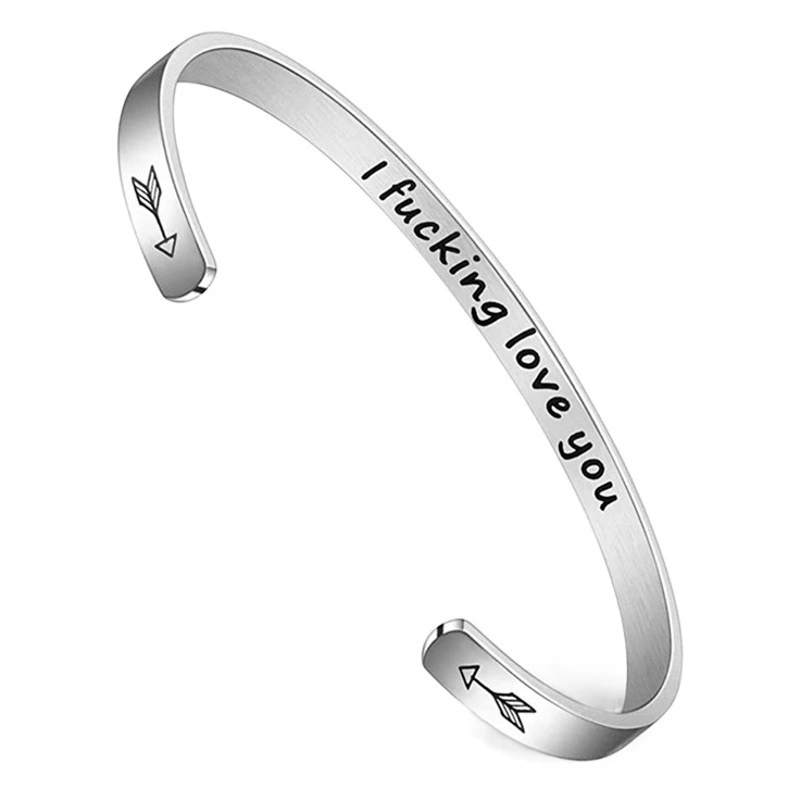 Amazon Взрывы Европейский и американский вдохновляющий браслет из нержавеющей стали C-образный Открытый браслет Вдохновляющий браслет с надписью Подарок