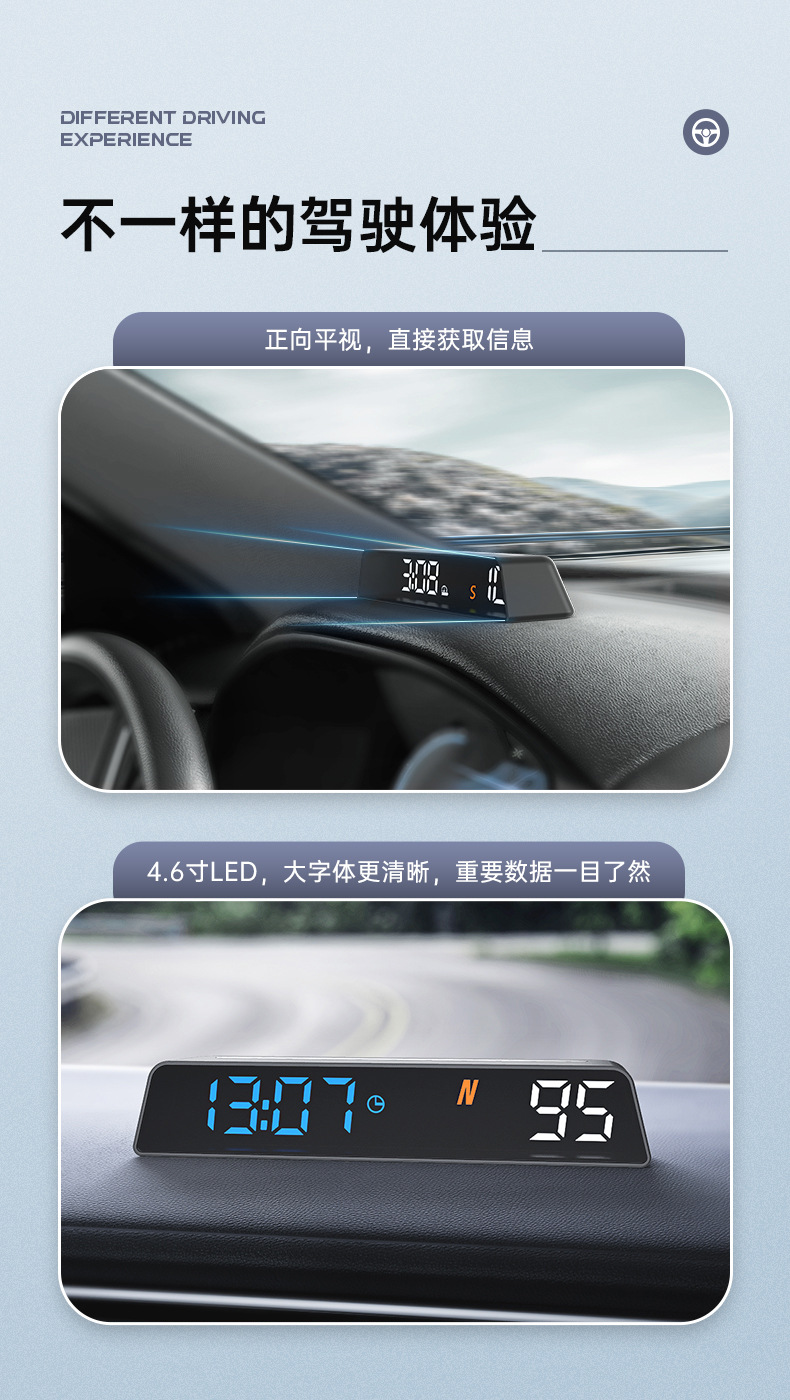 Car-Mounted Hud Head-Up Display Gps Beidou Smart Speedometer Altimeter Head-Up Display Universal Driving Computer