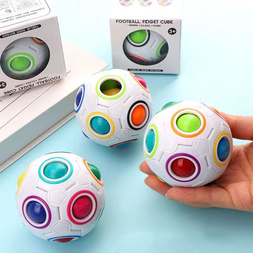 Cross-border 12-hole magic rainbow ball press fun Rubik's cube educational toy magic finger small football decompression artifact