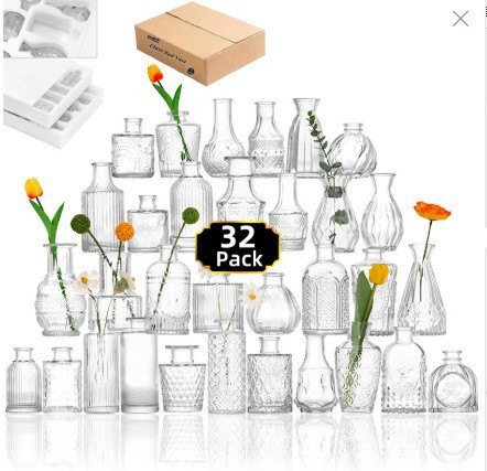 Juego de jarrones pequeños populares de Amazon, jarrones de estilo europeo para arreglos florales, decoración de alta gama para sala de estar y cocina