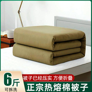 Manufacturer Spot Wholesale Hot Melt Quilt Unit Student Dormitory Cotton Quilt Military Green Civil Disaster Relief Quilt D-07