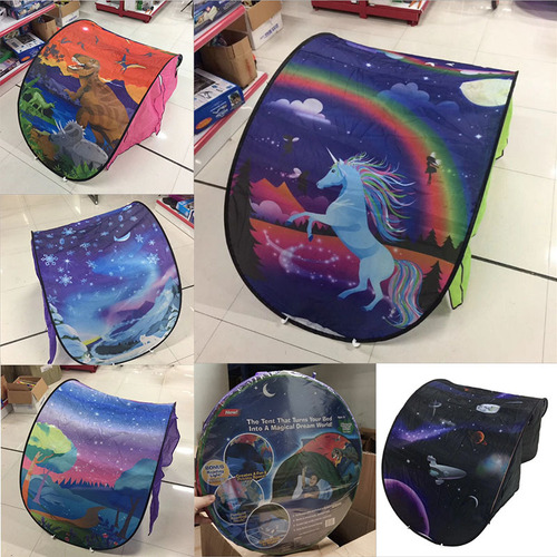 Cross-border children's starry sky dreamy folding tent starry sky dreamy unicorn magic forest indoor bed mosquito net