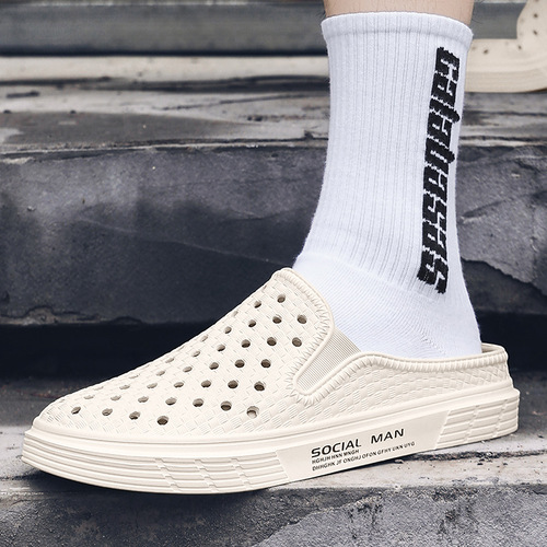 New men's shoes, slippers, holes, casual and fashionable outdoor sports sandals, slippers, lazy half slippers