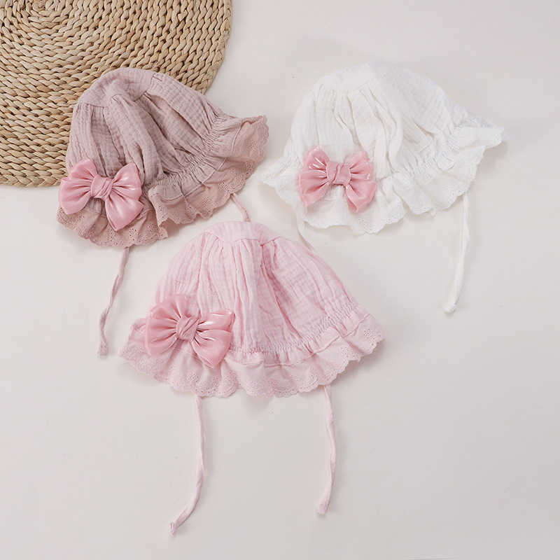 Baby Hat Spring and Autumn Thin Version for Girls, Infant and Toddler Princess Pure Cotton Sunshade Newborn Palace Extension Hat, Protective Umbrella Hat