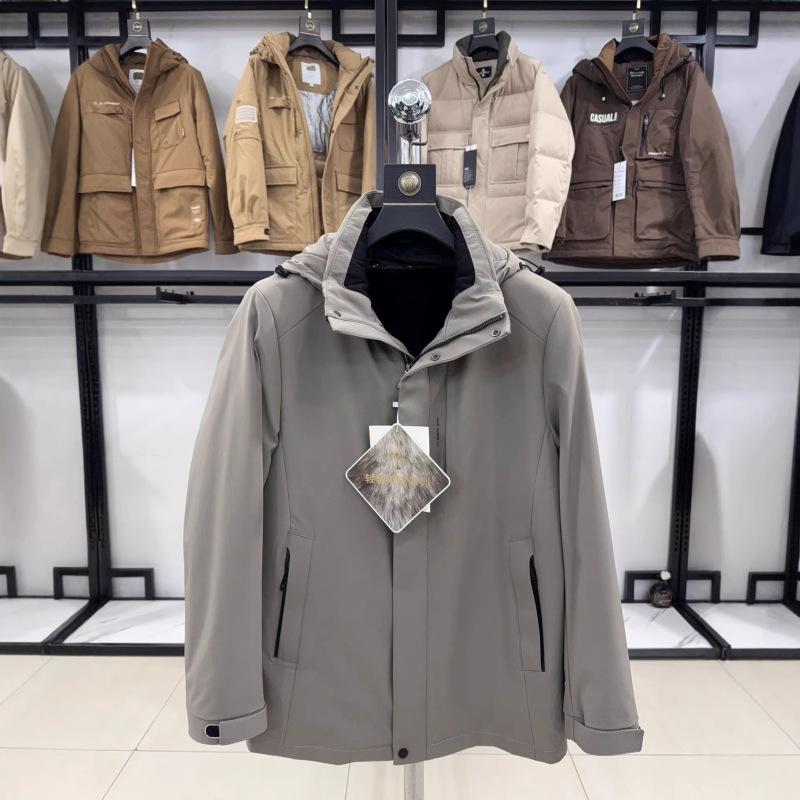 【H Brand】Store Price 1598! Removable Inner Lining! Hooded Jacket with Cut-Out Tags, Stylish, Casual, Versatile 4Y005A