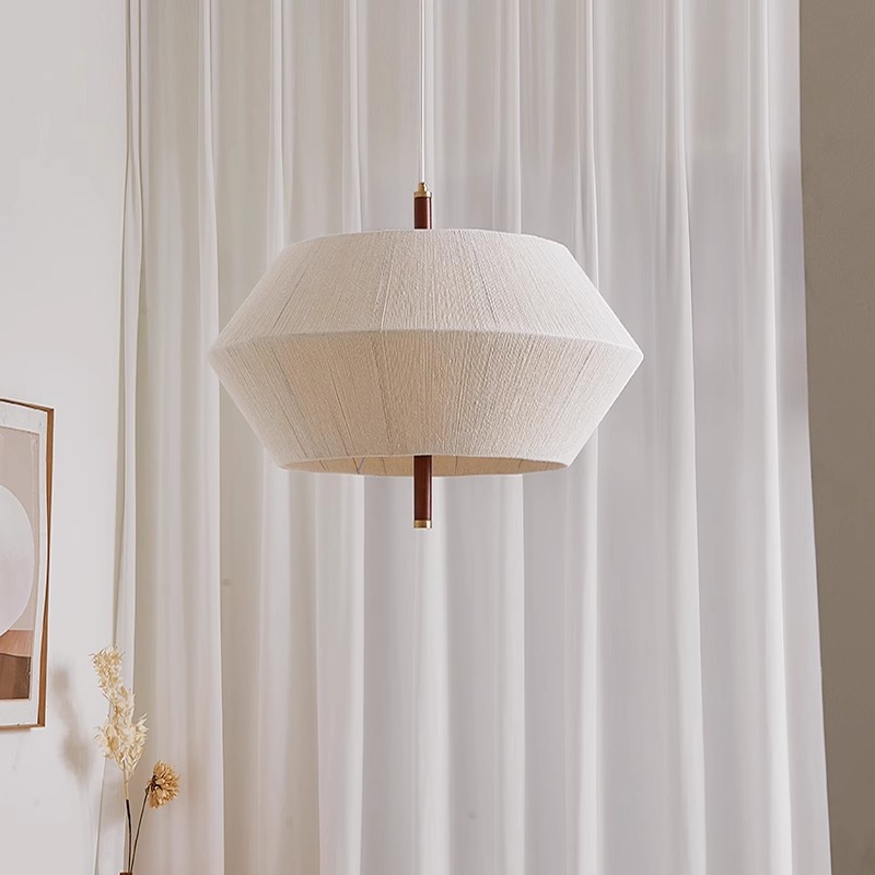 Araña de estilo japonés, dormitorio, estudio, hilo de algodón tejido, candelabro de madera maciza, lámpara, restaurante, salón de té, candelabro