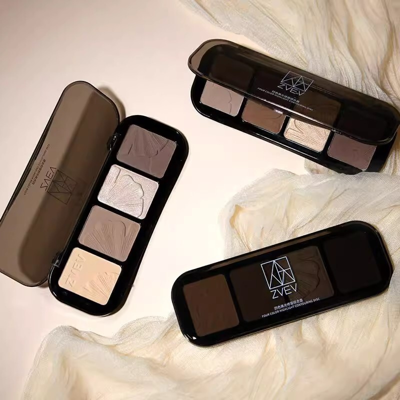 Zvev Four-Color Contouring and Highlighting All-In-One Palette Matte Triangle Brightening Glitter Nose Shadow Shadow Contour Nose Bridge Stereo