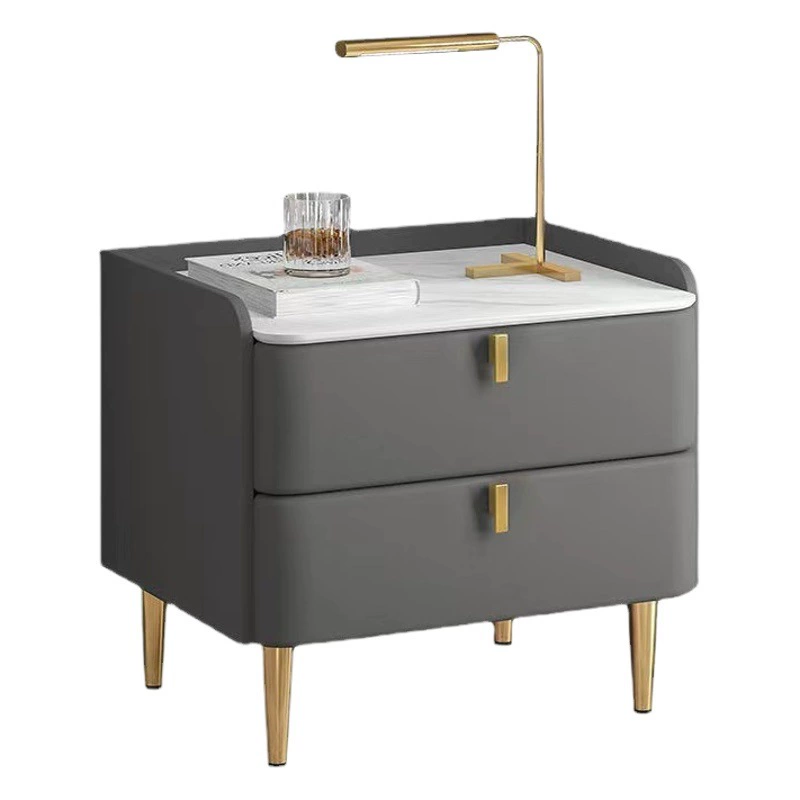 Новая легкая роскошная прикроватная тумбочка из цельного дерева, современный минималистичный шкаф для спальни, минималистичный кожаный шифер, скандинавская прикроватная тумбочка