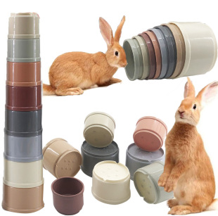 Cross-border Hot Sale Fun Round Cup Bathroom Bath Early Education Creative Building Blocks Rabbit to relieve boredom