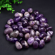天然紫水晶滚石紫晶随形碎石原石打磨家居装饰香薰石鱼缸造景批发