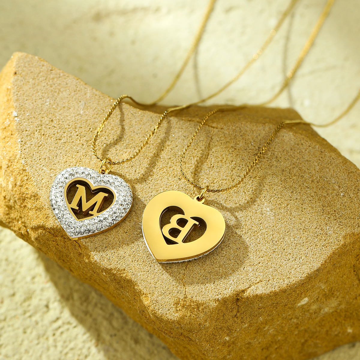 304 Stainless Steel Pendant Material Wholesale Jewelry Lady Heart Shape 304 Stainless Steel Zircon Plating Pendant Necklace