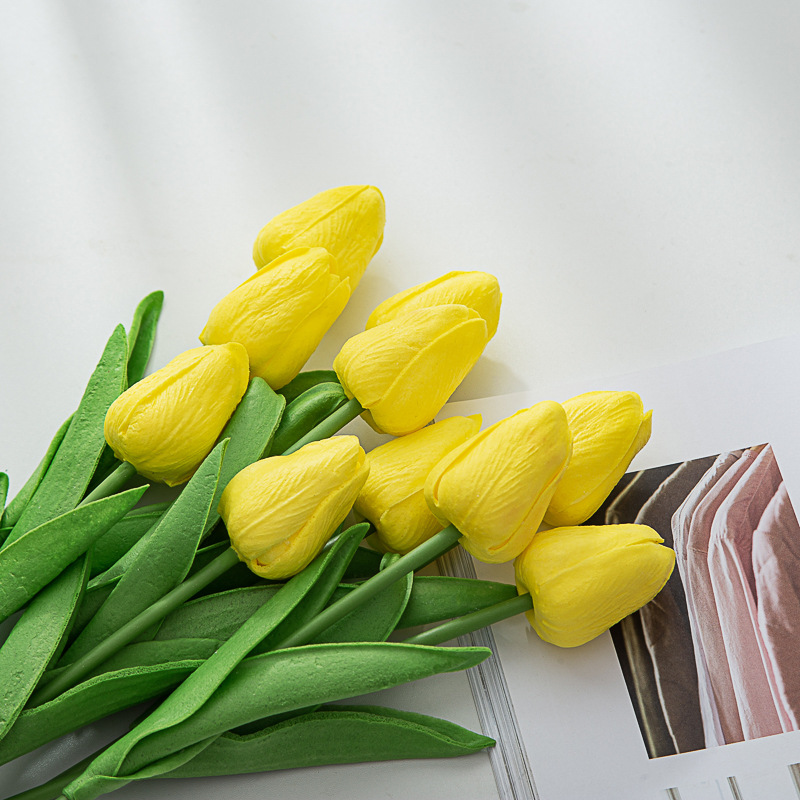 Simulation mini pu tulips fake flowers home table decoration flower arrangement artificial plastic flowers cross-border foreign trade flowers