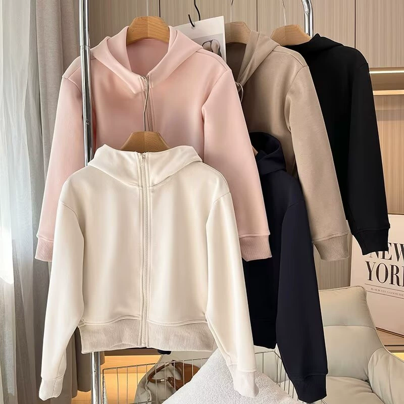 2025 весенний свитер повседневная куртка на молнии рубашка с капюшоном свободного пальто с длинными рукавами повседневная куртка спортивная кардиган