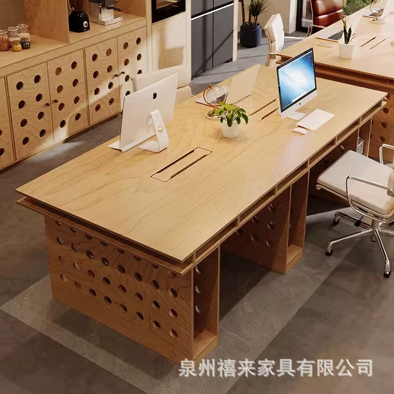 Бревенчатая береза океанская доска офисный компьютерный стол сетка красный дизайнер босс письменный стол студия конференц-стол рабочий стол