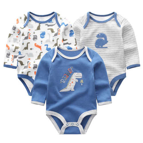 Newborn bag fart clothes cartoon baby clothes cotton long-sleeved baby jumpsuit three-piece set one piece drop shipping