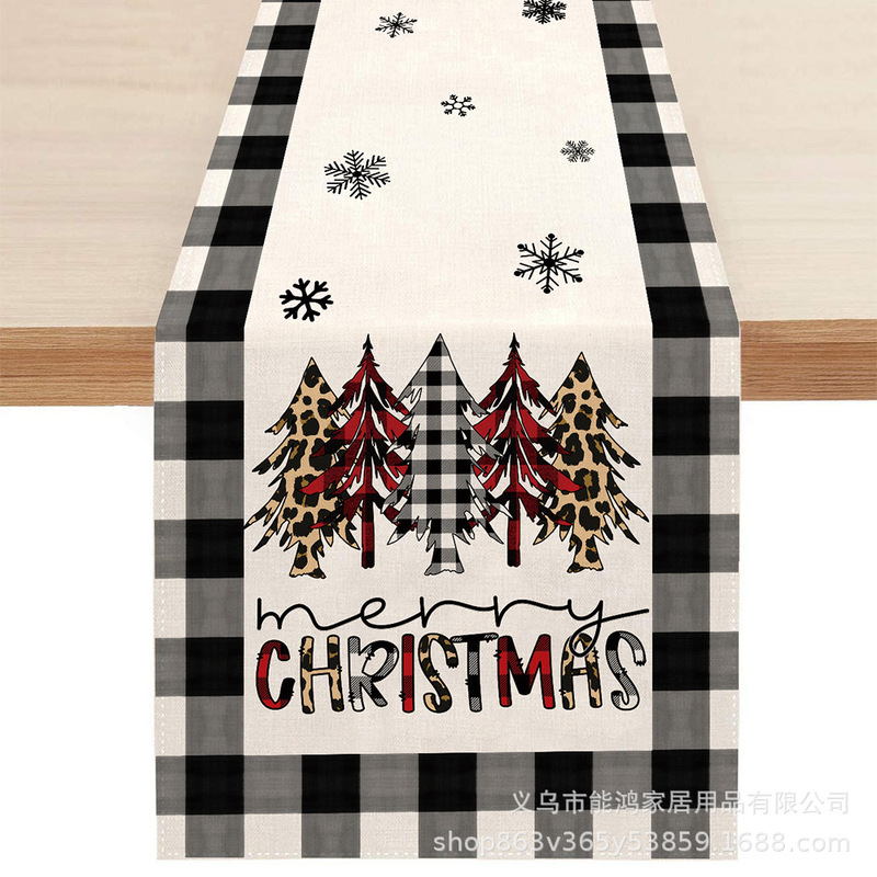 国境を越えた新しいクリスマステーブル旗の家庭装飾プリントテーブルマット茶何蓋布創造クリスマステーブル旗テーブルクロス|undefined