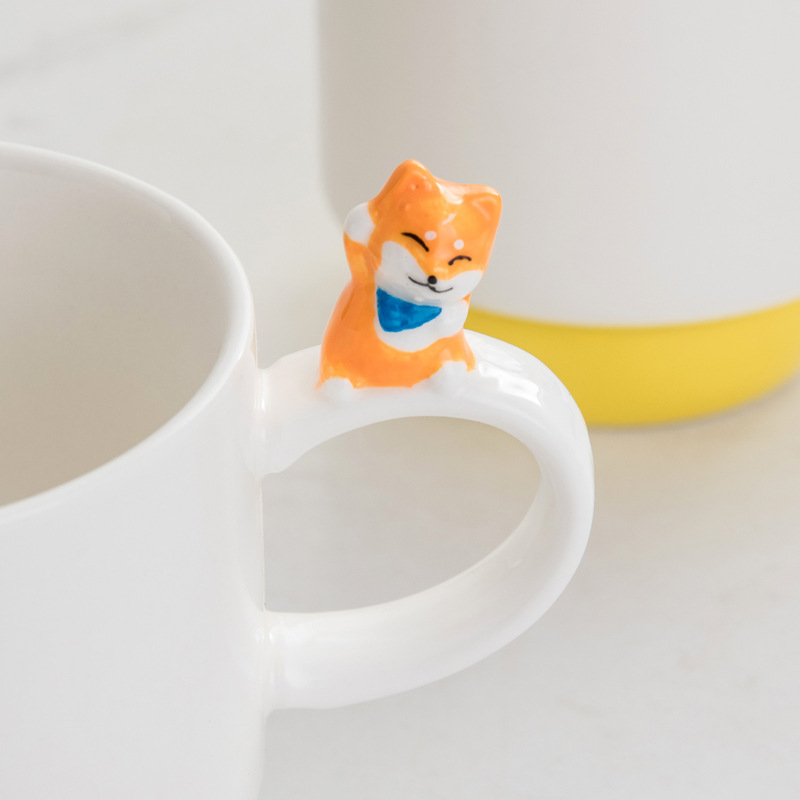Shiba Inu taza plegable Taza de cerámica taza de avena taza de desayuno lindo chica Oficina Casa taza de café