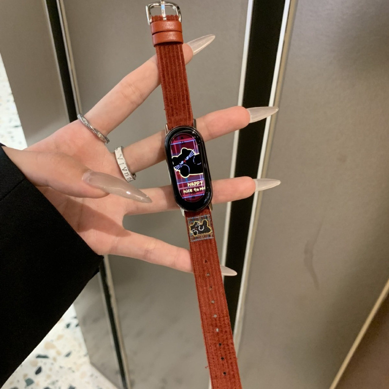 Autumn and Winter Corduroy for Mi Band 8/9pro Strap Sticker Puppy Huawei GT5/4 Watch FIT3