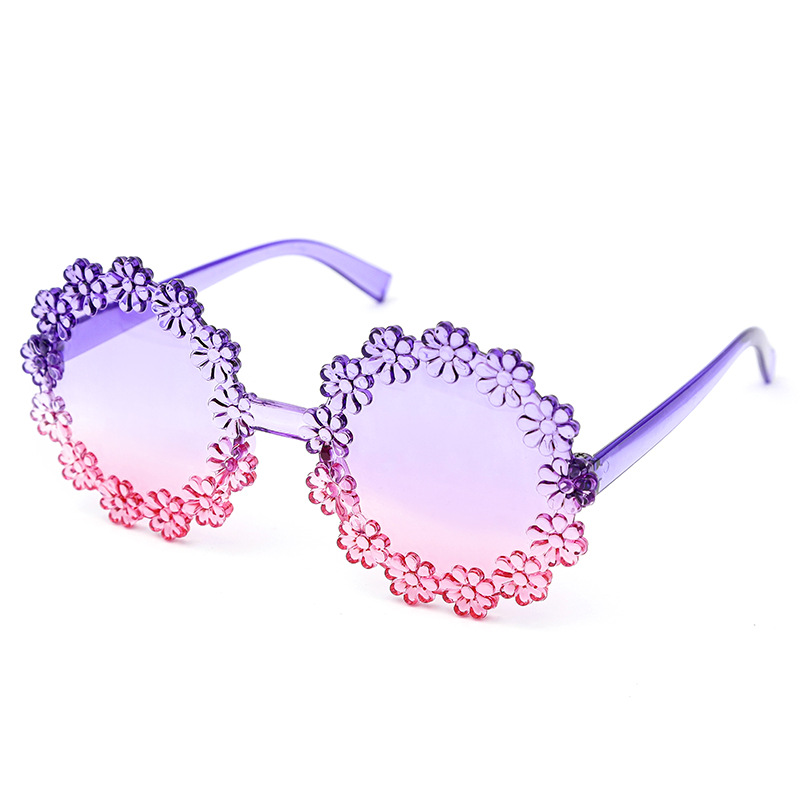 Niños de color gradiente gafas de sol lindas flores gafas de sol para niños, gafas de sol de moda para bebés Daisy en stock