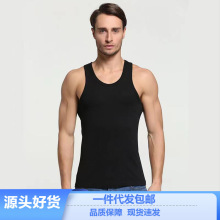 男士背心棉夏季青年V圆领修身运动健身透气无袖打底厂家批发