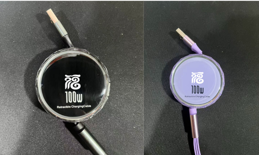 100W Hızlı Şarj Üç İn Bir Veri Kablosu Daralan Üç İşlevli Şarj Kablosu Huawei Android Apple için Özelleştirilebilir LOGO