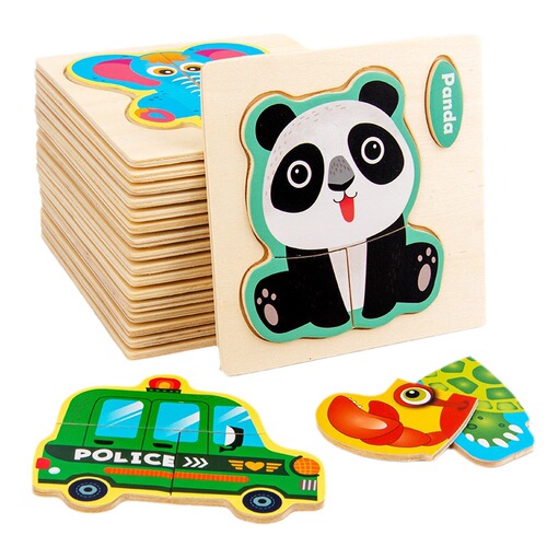 Children's three-dimensional small puzzle baby enlightenment early education animal cognitive puzzle floor push stall small toys wholesale