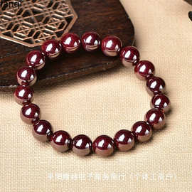 非原石打磨朱砂本命年手链原矿压制砂转运龙胶水乌手串高含量