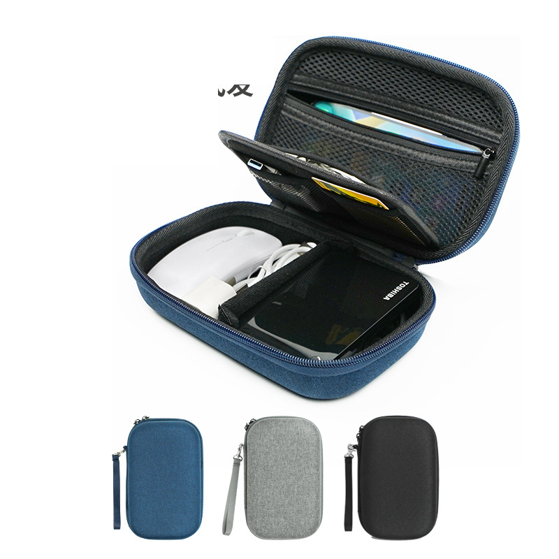 Bolsa de almacenamiento para disco duro móvil de doble capa, cable de datos, unidad flash USB, banco de energía, caja de almacenamiento digital, caja de embalaje de carcasa dura de EVA anticaídas