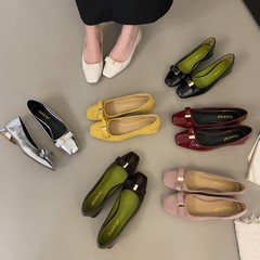 新型ファッション通勤百合メアリー珍単靴浅口蝶結びロックシンプル太ヒール単靴